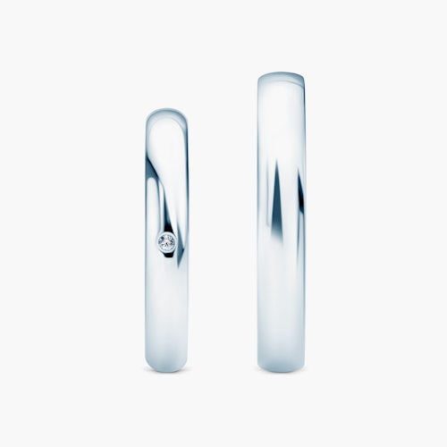 Obrączki Fairytale: białe złoto, biały szafir, półokrągłe, 3 mm i 4 mm